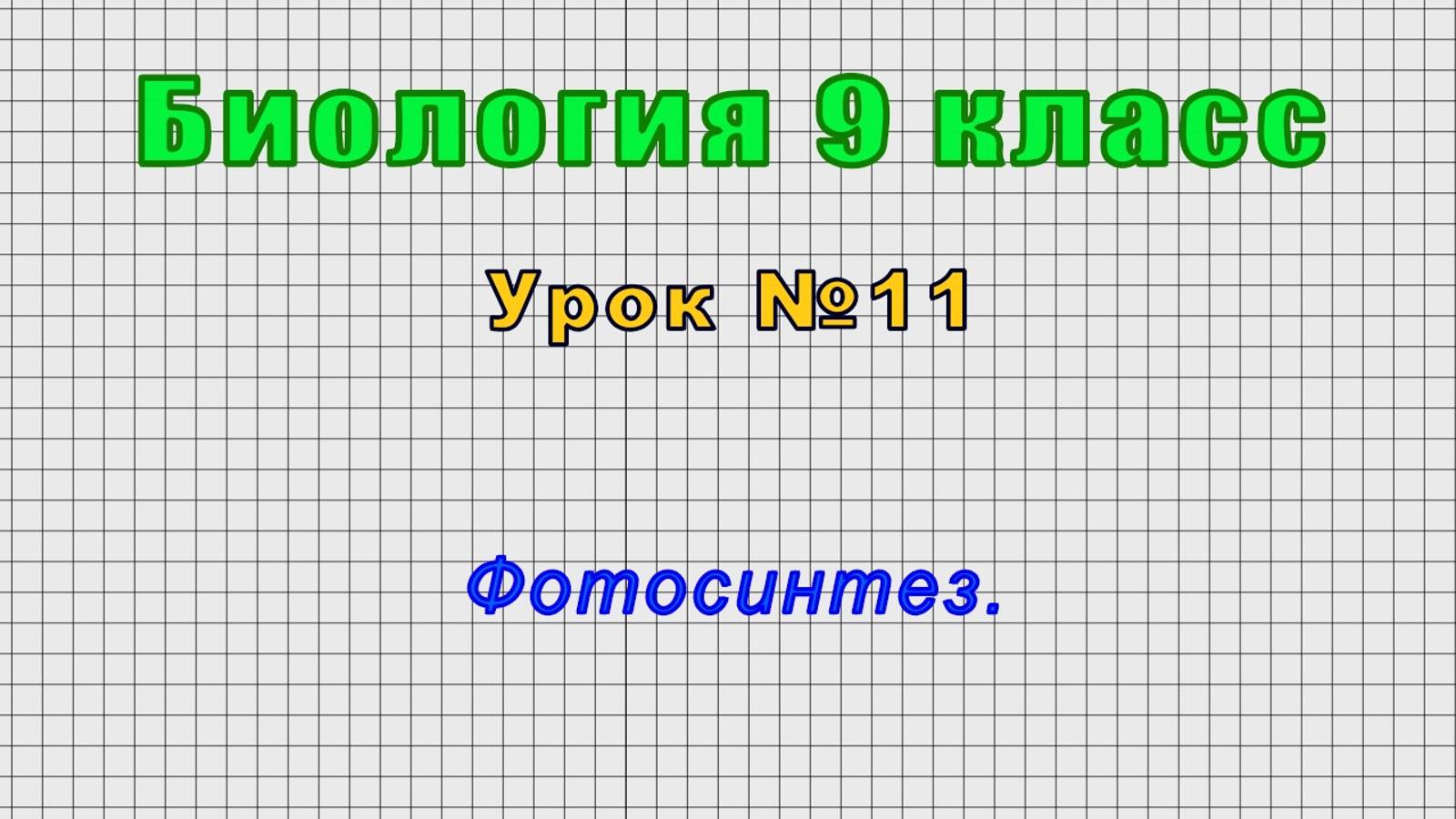 Биология 9 класс (Урок№11 - Фотосинтез.)