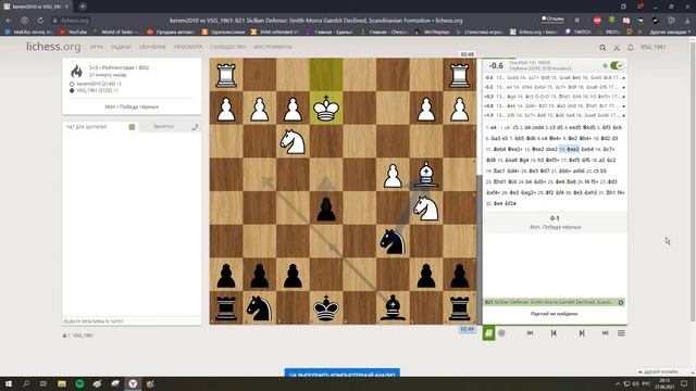 Мат в центре доски на е4!!! Сицилианская защита. Блиц 5+3. смотреть онлайн