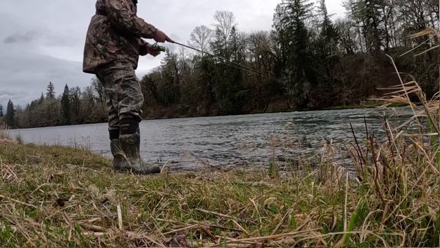Cowlitz River Bank Fishing Steelhead In Wind Storm - Almost Trampled By A Herd of 1000's Of Caribou смотреть онлайн