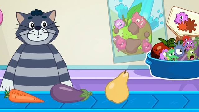 Почему нужно мыть овощи и фрукты? детям игры развитиеребёнка здоровье еда гигиена микробы