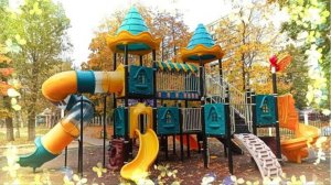 Настя Матвей и Полина играют на детской площадке