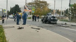 Кадры с места взрыва автомобиля в Севастополе