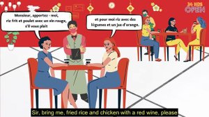 Dialogue Between Two Friends in a Restaurant | Ordering Food in French | French Conversation