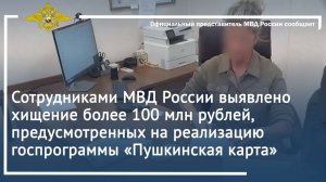 Сотрудниками МВД России выявлено хищение более 100 млн рублей