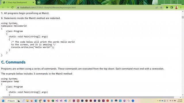 c sharp program structure and syntax