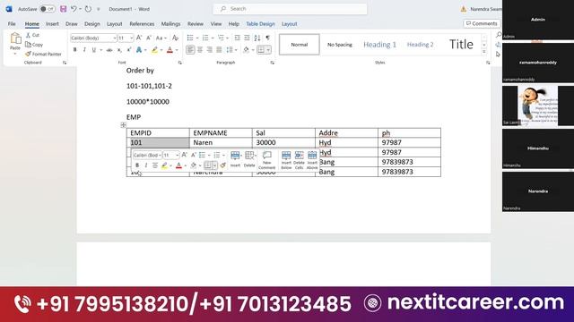 SQL Class 4 | SQL online training in Hyderabad | NextIT Career