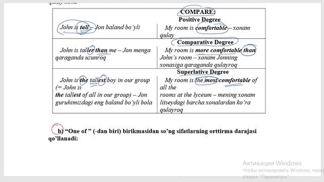 SUPERLATIVE DEGREE OF ADJECTIVE-SIFATNING ORTTIRMA DARAJASI смотреть онлайн