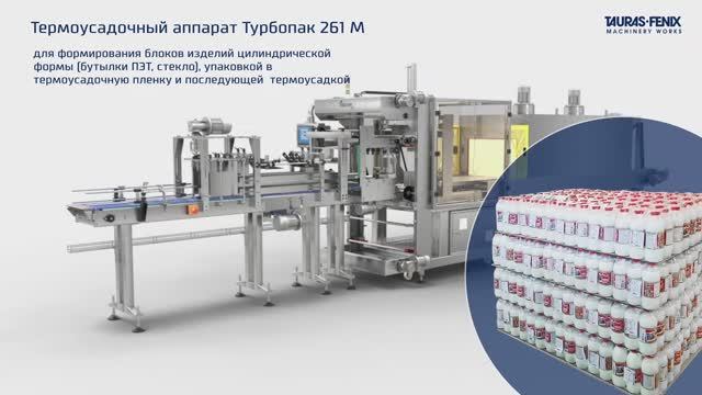 Оборудование для термоусадки пленки на блоках с бутылками молока / Турбопак 261 М