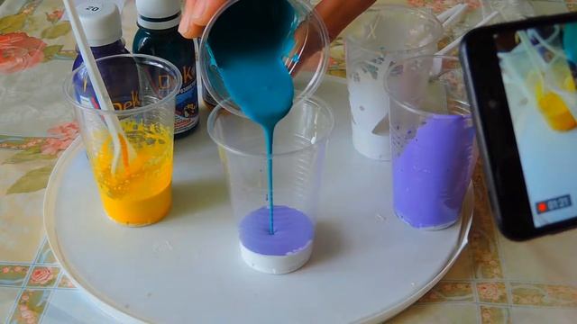 Пробная акриловая заливка. Абстракция "Тропическое солнце". смотреть онлайн