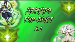 Тир-лист дендро персонажей (версия 5.1)!