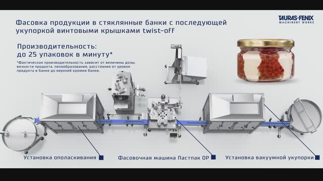 Упаковочное оборудование. Фасовка икры в стеклянные банки на машине Пастпак ОР