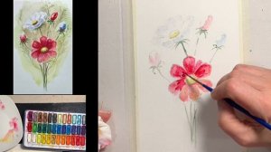 Как нарисовать Полевые цветы акварелью. Первые шаги в акварели