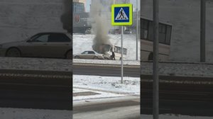 Автобус загорелся в Красноярске