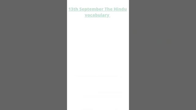 13 September The Hindu vocabulary #thehinduvocabulary