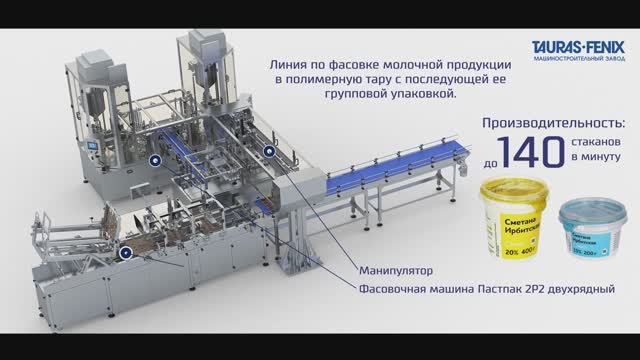 Упаковочное оборудование. Фасовка сметаны в стаканчики на автомате ПАСТПАК 2Р2