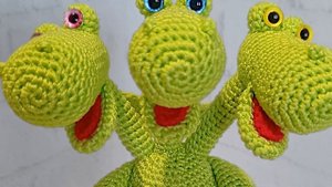 Дракон Голтри (Новая версия, Вязание крючком, Трехглавый Дракон, Символ года, Зеленый Дракон)