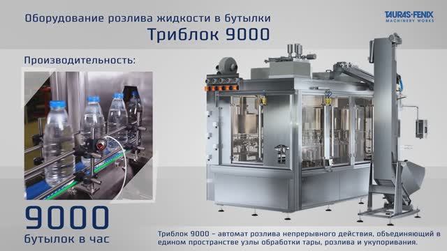 Высокоскоростная машина розлива жидкостей в бутылку Триблок 9000