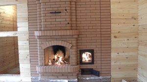 Банная печь с открытым камином