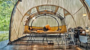 Огромное дождевое облако. На меня льется водяная бомба. . Кемпинг под сильным дождем ASMR