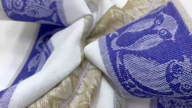 Холст полотенечный жаккард "Совы с ромбами" цв.синий/песочный, ш.0.5м, лен-30%, хл -70%, АРТ 19814 смотреть онлайн