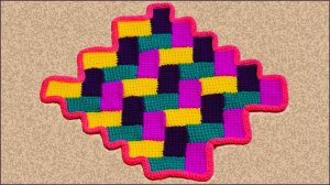 Вязание коврика "Паркет" с волнистыми краями тунисским крючком. Часть 2.