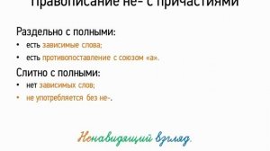 Правописание НЕ  с причастиями 7 класс, видеоурок презентация