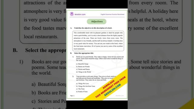 Adjectives: A Complete Guide to Enhancing Your Writing. https://skoolon.com worksheets for practice смотреть онлайн