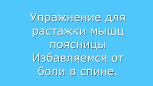 Растягиваем мышцы поясницы. Устраняем боль в спине.
