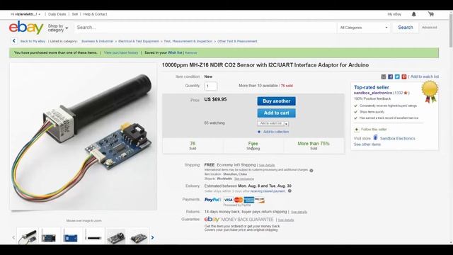 MH-Z16 NDIR CO2 Sensor With I2C/UART Interface Adaptor For Arduino