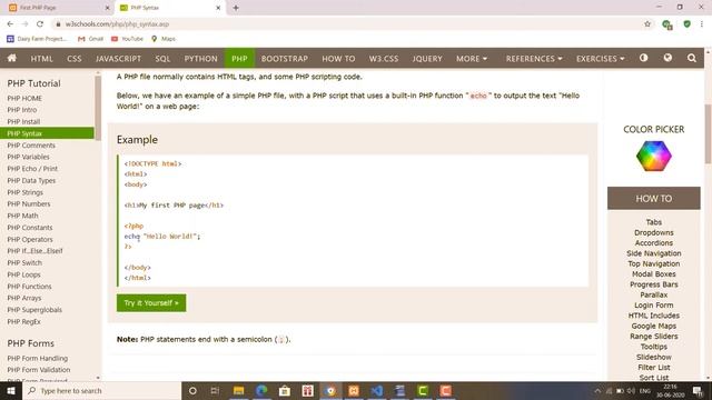 PHP Syntax смотреть онлайн