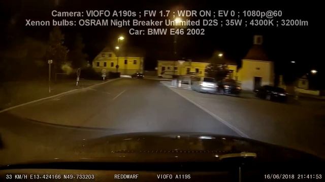 VIOFO A119S Night + OSRAM Xenarc Night Breaker Unlimited D2S смотреть онлайн