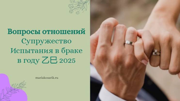 ОТНОШЕНИЯ/СУПРУЖЕСТВО/БРАК В ГОДУ 2025 乙巳