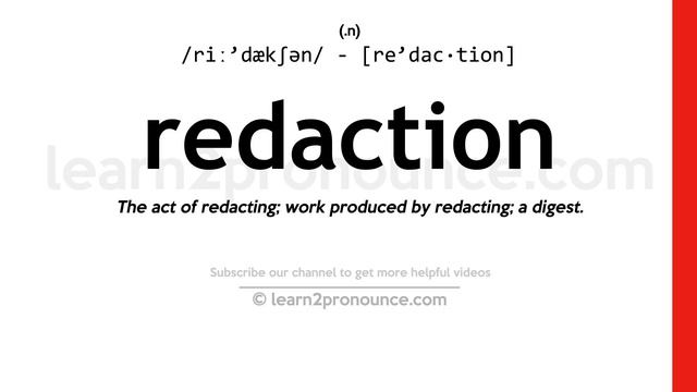 Pronunciation of Redaction | Definition of Redaction смотреть онлайн