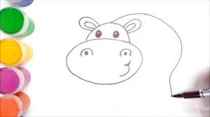 Drawing of Hippopotamus for kids | Bolalar uchun Hippopotamus rasm chizish | Рисунок Бегемот