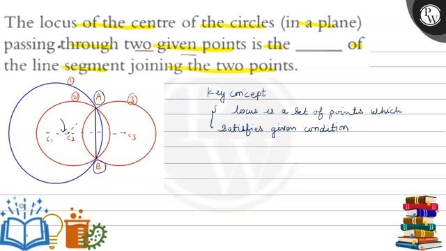 The locus of the centre of the circles in a plane passing.through two given points is the of t...