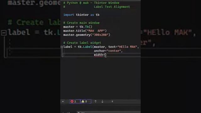 Python Tkinter Label text alignment #coding #pythontricks #programming