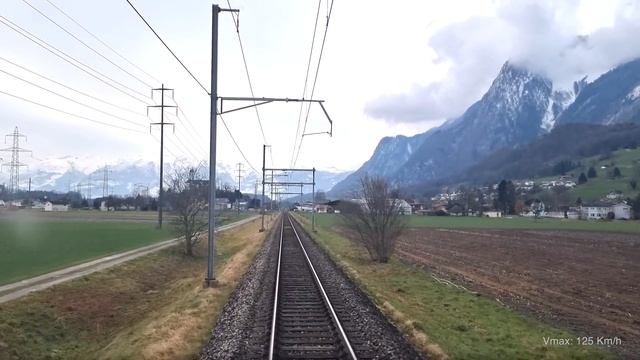 Путешествие на поезде Маргретен - Бухс - Сарганс, Швейцария [01.2023] смотреть онлайн