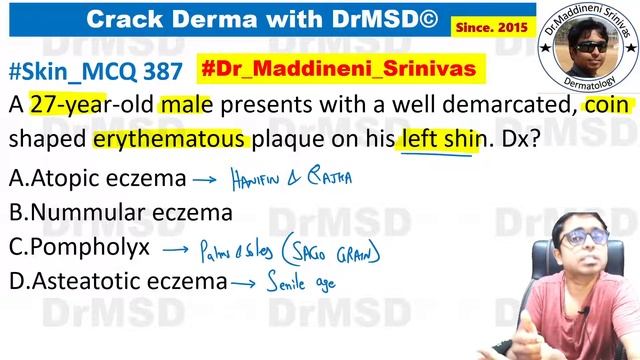 Nummular eczema | Discoid | Atopic eczema | Pompholyx | Asteatotic Eczema | Hanifin Rajka Criteria