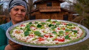 Зелёная Пицца с Курицей по-Деревенски