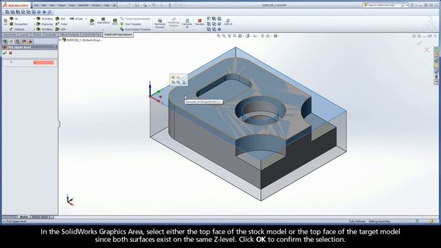 SolidCAM iMachining Training Course - Exer #3: Define the rough machining of the outside shape смотреть онлайн