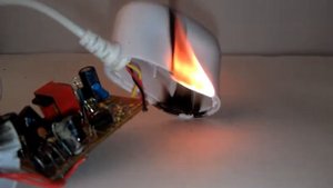 Горение пластика дешевого зарядного устройства_1.avi