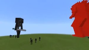 Minecraft PE Wither Skeleton Titan vs Godzilla - Mob Battle Episolde 1