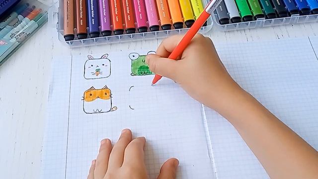 ТОП 6 квадратных животных по клеточкам! Простые рисунки #простыерисунки #рисункипоклеточкам