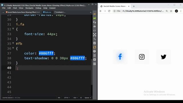 Social Media Icons Neon Glow Effect On Hover Effect || HTML5 & CSS3 || Full Tutorial