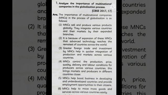 Important question of chapter Globalisation and the Indian economy (Economics) Class 10 смотреть онлайн
