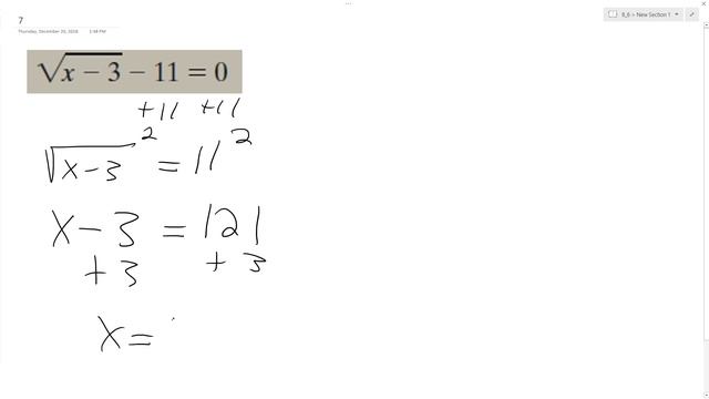 sqrt(x - 3) - 11 = 0, solve the radical expression смотреть онлайн