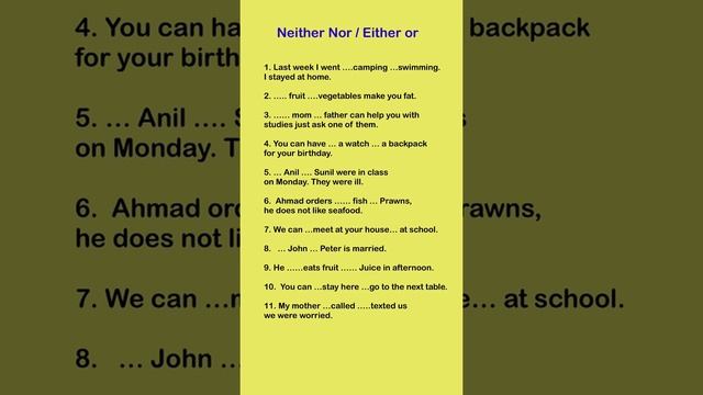 Neither nor / Either or Worksheet / Neither nor either or #cbseenglish #ncertenglish #worksheets смотреть онлайн