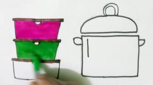 Красочное рисование кастрюли и чашек, раскраска для детей младшего возраста