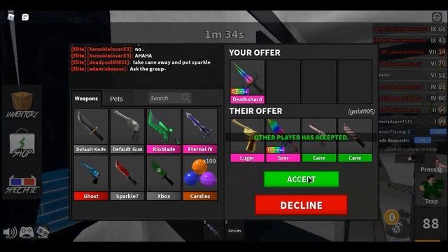 traded c death for c seer luger and more (mm2) смотреть онлайн