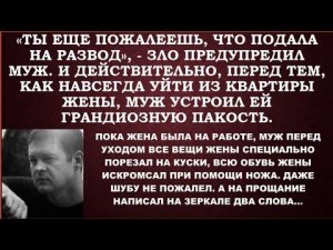 В отместку за то, что жена подала на развод, муж, уходя, испортил все вещи в квартире назло жене